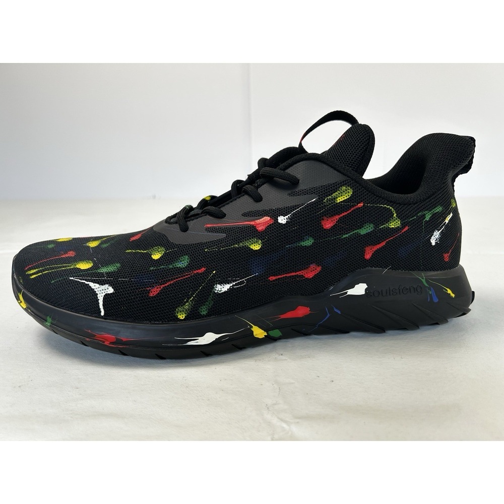 Soulsfeng Sneakers Running Shoes Men's Sz 15.5 Black Olympic Spray Paint Splash - Picture 15 of 16